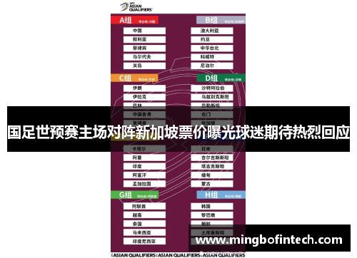 国足世预赛主场对阵新加坡票价曝光球迷期待热烈回应